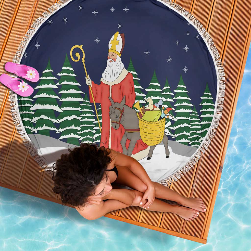 Saint Nicholas Christmas Beach Blanket Xmas Holiday Patterns - Wonder Print Shop
