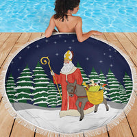 Saint Nicholas Christmas Beach Blanket Xmas Holiday Patterns - Wonder Print Shop