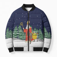 Saint Nicholas Christmas Bomber Puffer Jacket Xmas Holiday Patterns - Wonder Print Shop