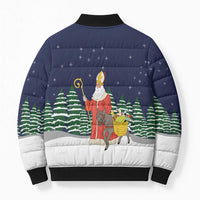Saint Nicholas Christmas Bomber Puffer Jacket Xmas Holiday Patterns - Wonder Print Shop