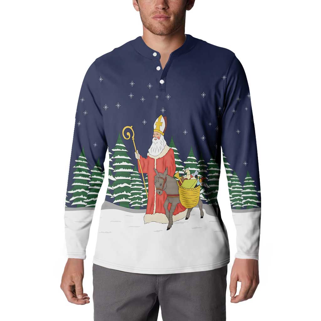 Saint Nicholas Christmas Button Sweatshirt Xmas Holiday Patterns - Wonder Print Shop