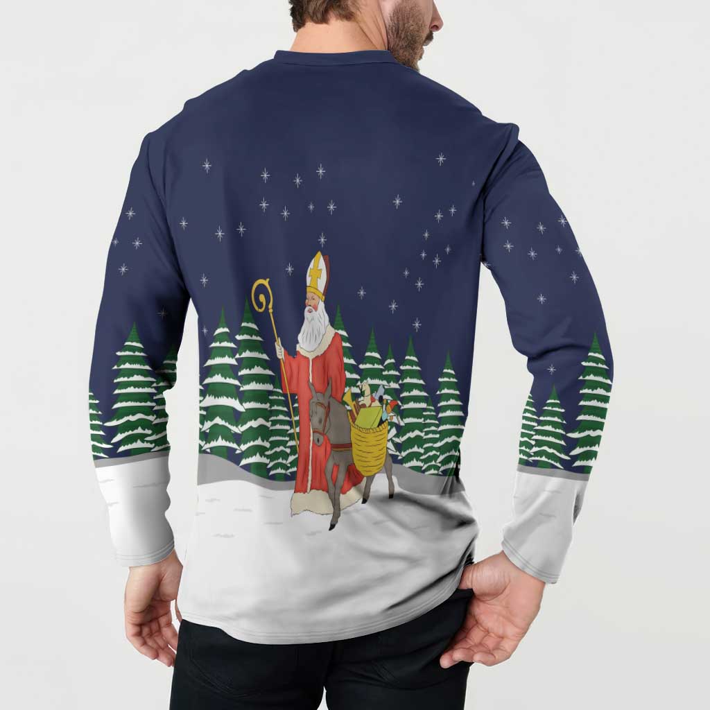 Saint Nicholas Christmas Button Sweatshirt Xmas Holiday Patterns - Wonder Print Shop