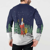 Saint Nicholas Christmas Button Sweatshirt Xmas Holiday Patterns - Wonder Print Shop