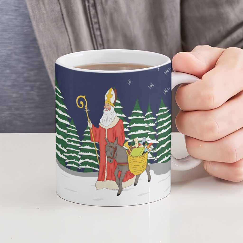 Saint Nicholas Christmas Ceramic Mug Xmas Holiday Patterns - Wonder Print Shop