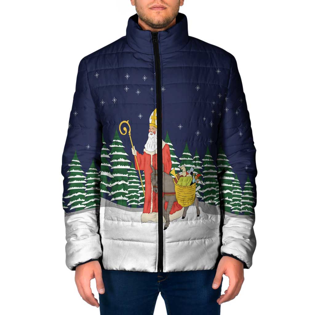 Saint Nicholas Christmas Padded Jacket Xmas Holiday Patterns - Wonder Print Shop