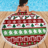 Snowman Tree Christmas Beach Blanket Xmas Holiday Patterns - Wonder Print Shop