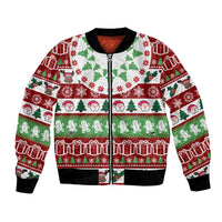 Snowman Tree Christmas Bomber Jacket Xmas Holiday Patterns - Wonder Print Shop