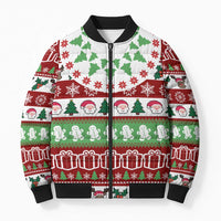 Snowman Tree Christmas Bomber Puffer Jacket Xmas Holiday Patterns - Wonder Print Shop