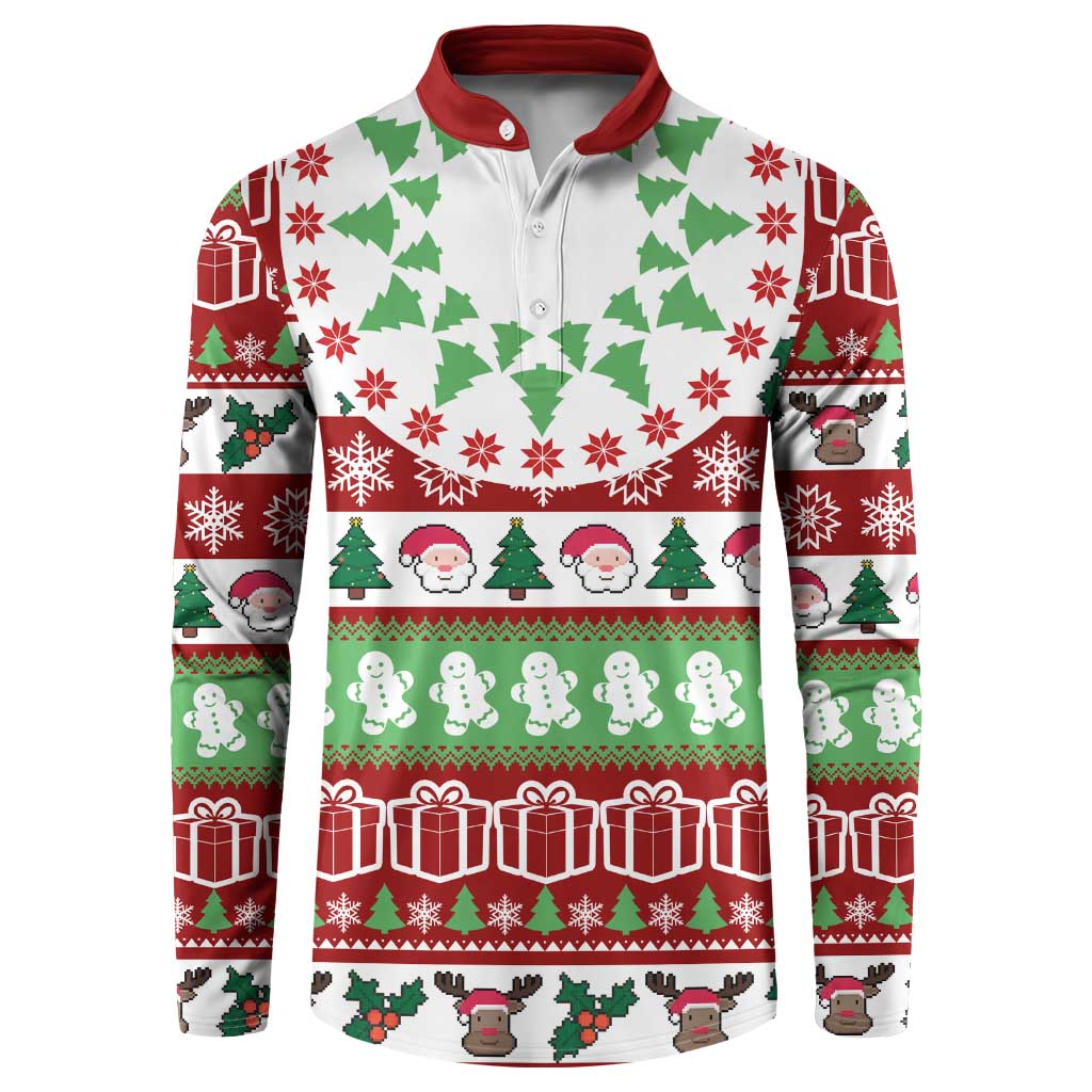 Snowman Tree Christmas Button Sweatshirt Xmas Holiday Patterns - Wonder Print Shop