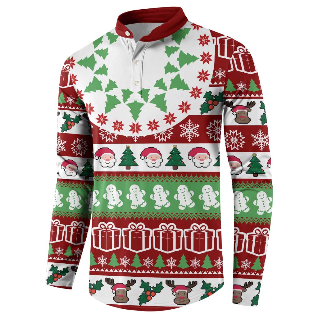Snowman Tree Christmas Button Sweatshirt Xmas Holiday Patterns - Wonder Print Shop