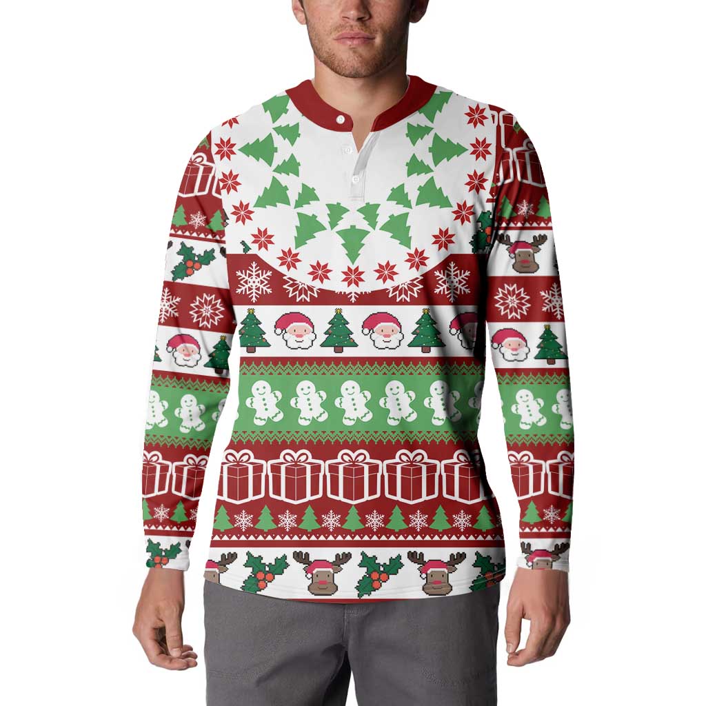 Snowman Tree Christmas Button Sweatshirt Xmas Holiday Patterns - Wonder Print Shop