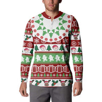 Snowman Tree Christmas Button Sweatshirt Xmas Holiday Patterns - Wonder Print Shop