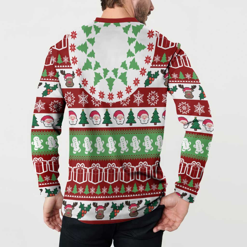 Snowman Tree Christmas Button Sweatshirt Xmas Holiday Patterns - Wonder Print Shop