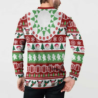 Snowman Tree Christmas Button Sweatshirt Xmas Holiday Patterns - Wonder Print Shop