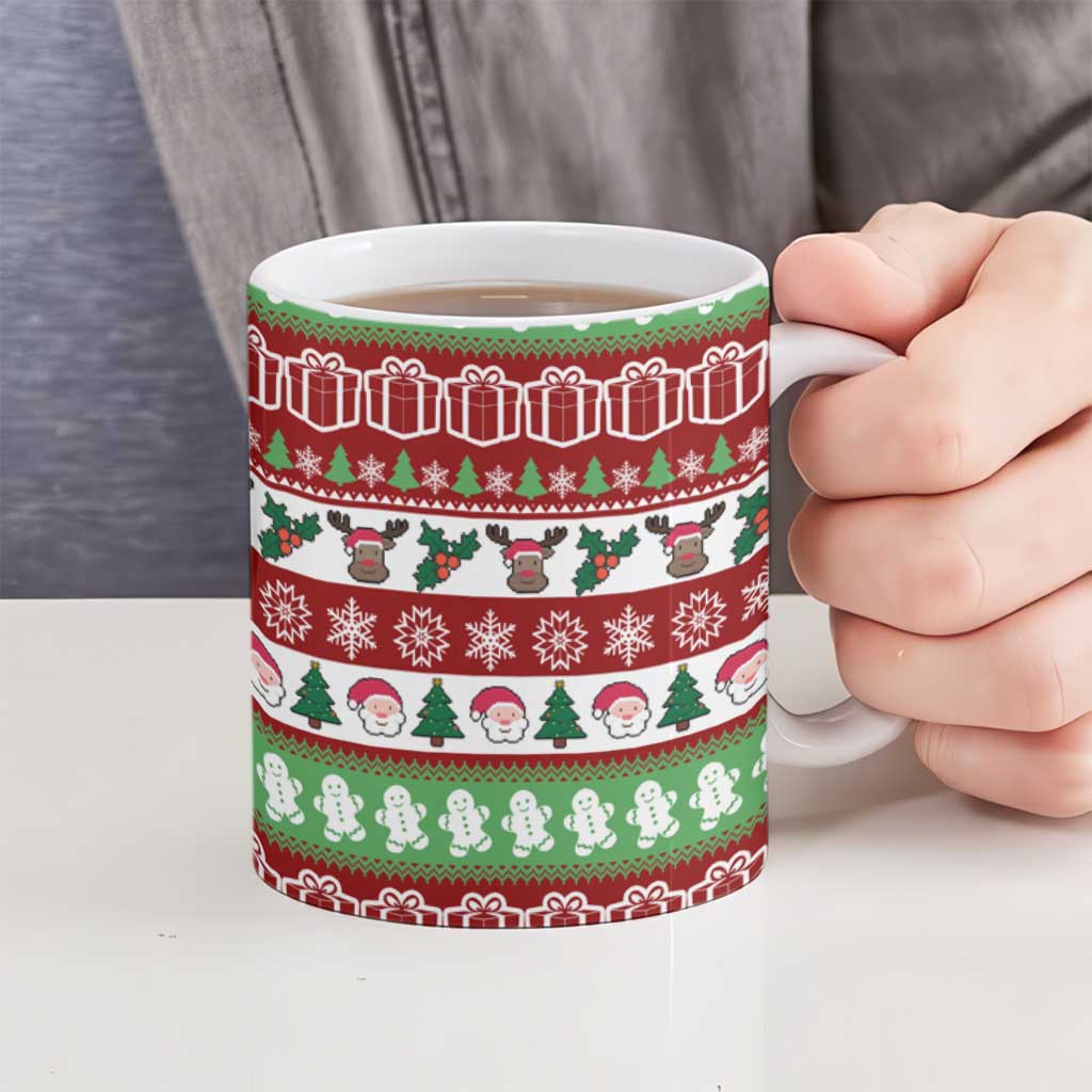 Snowman Tree Christmas Ceramic Mug Xmas Holiday Patterns - Wonder Print Shop