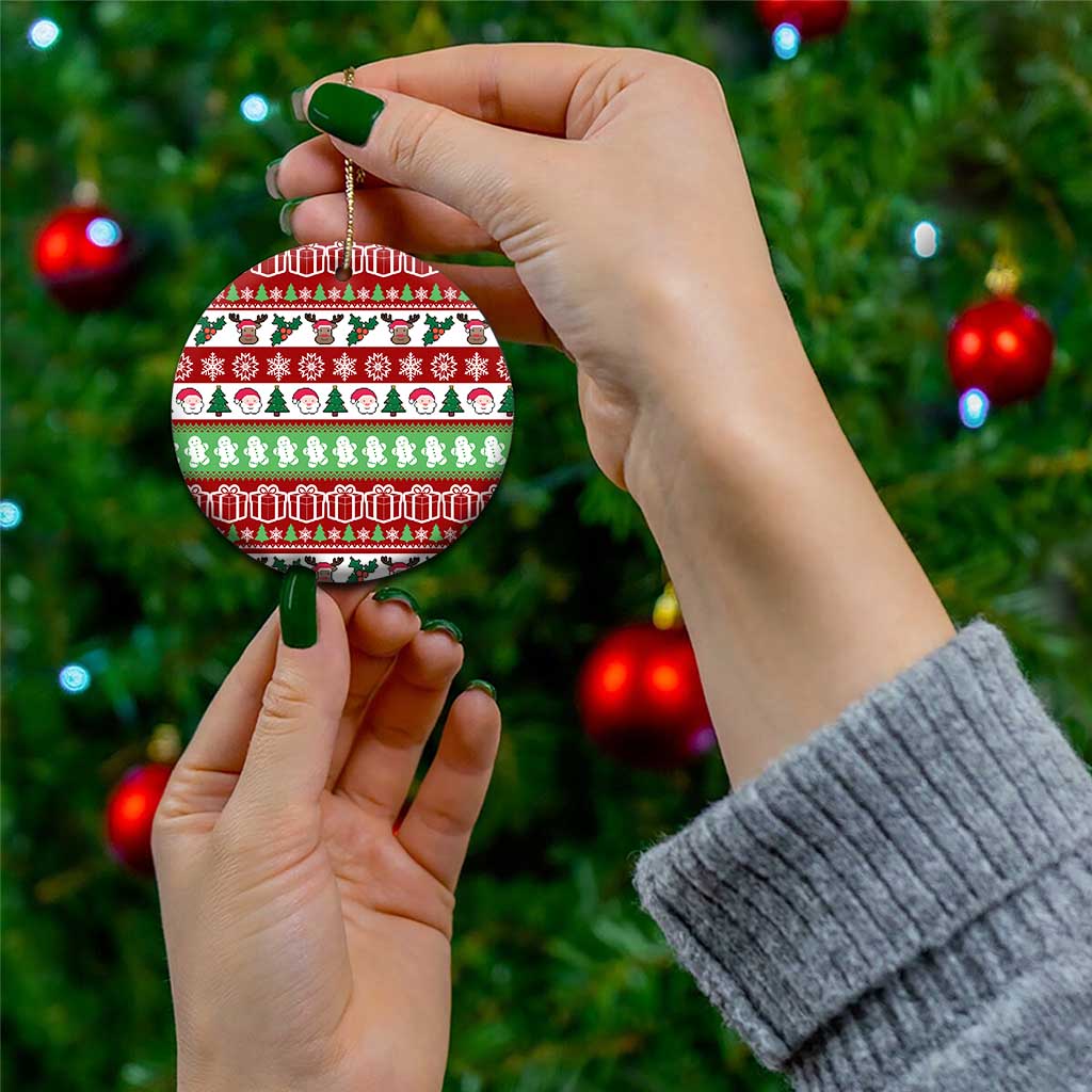 Snowman Tree Christmas Ceramic Ornament Xmas Holiday Patterns - Wonder Print Shop