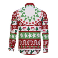 Snowman Tree Christmas Long Sleeve Button Shirt Xmas Holiday Patterns - Wonder Print Shop
