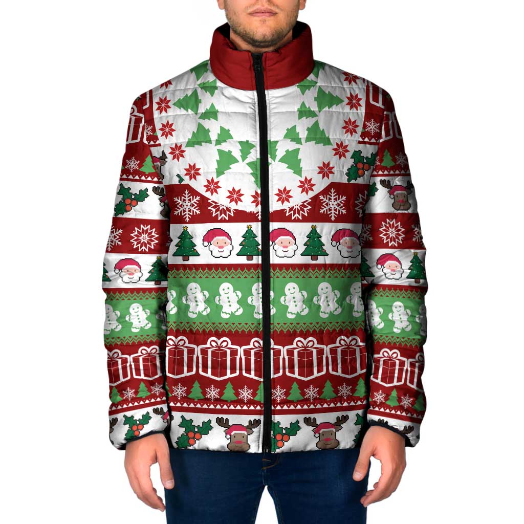 Snowman Tree Christmas Padded Jacket Xmas Holiday Patterns - Wonder Print Shop