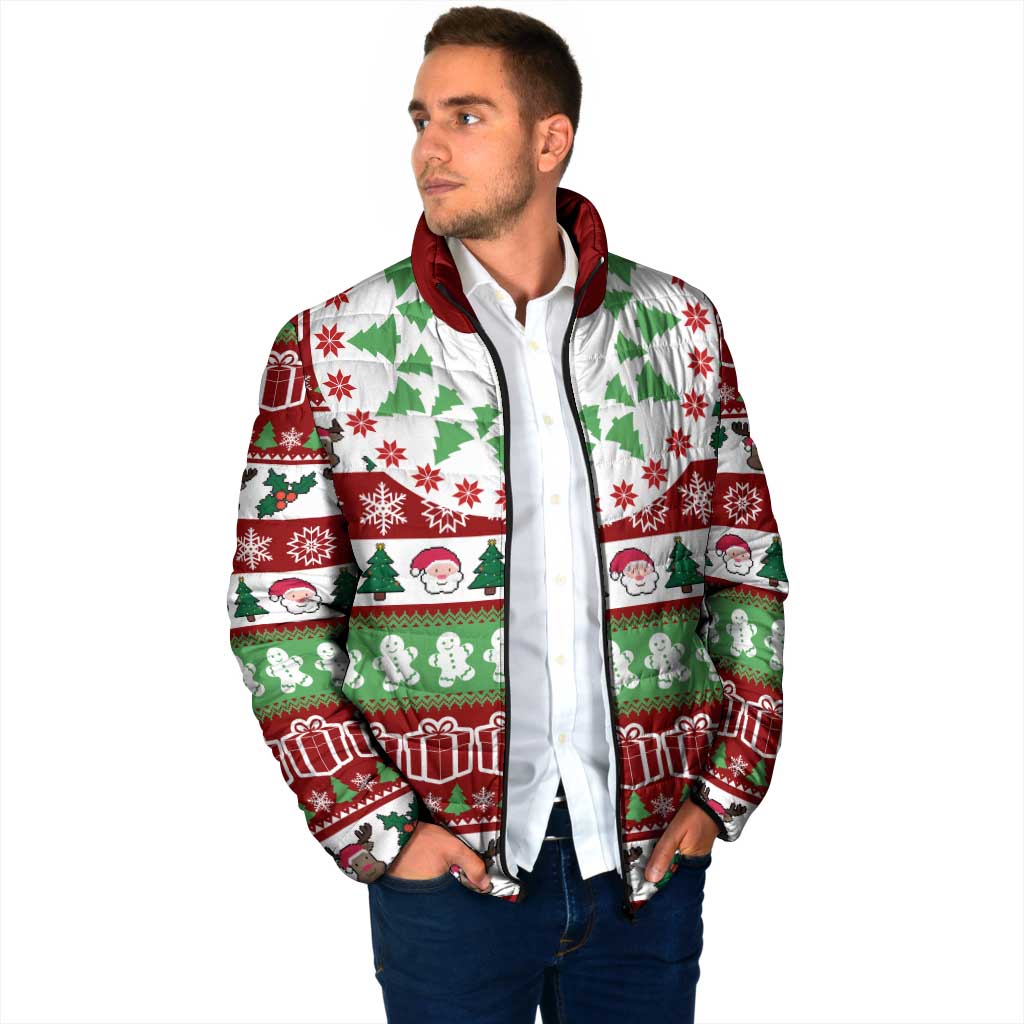 Snowman Tree Christmas Padded Jacket Xmas Holiday Patterns - Wonder Print Shop