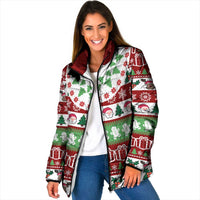 Snowman Tree Christmas Padded Jacket Xmas Holiday Patterns - Wonder Print Shop