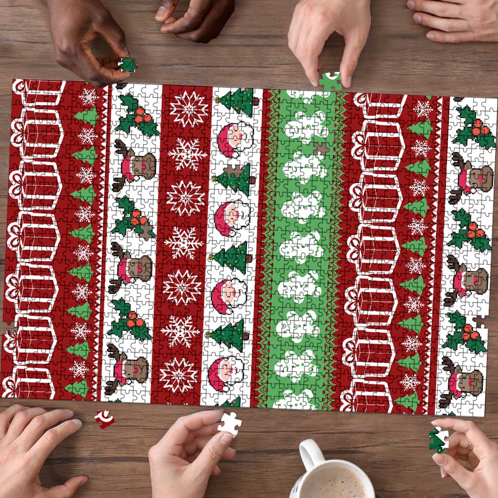 Snowman Tree Christmas Puzzle Xmas Holiday Patterns - Wonder Print Shop