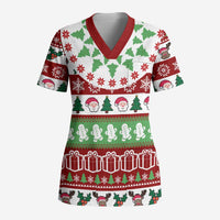 Snowman Tree Christmas Scrub Top Xmas Holiday Patterns - Wonder Print Shop