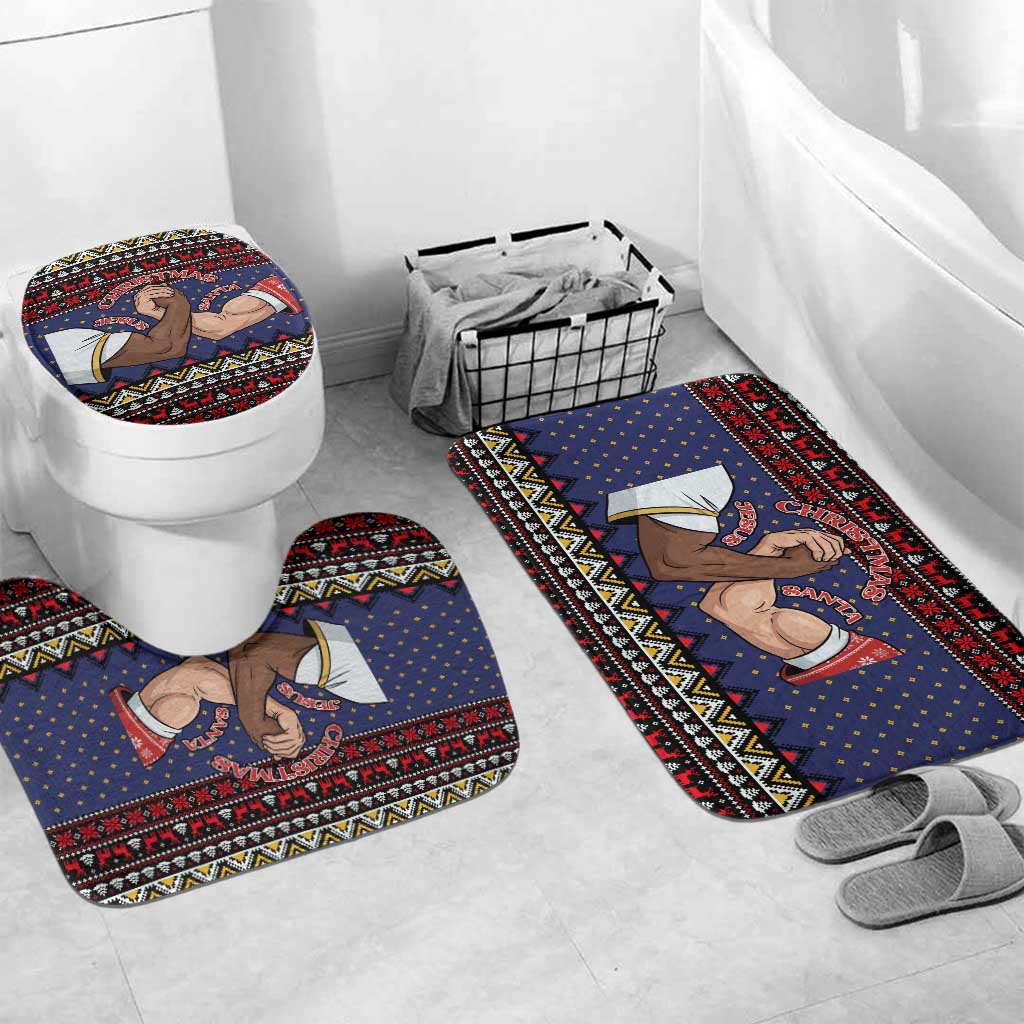 Santa And Jesus Christmas Christmas Bathroom Set Xmas Holiday Patterns - Wonder Print Shop