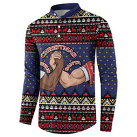 Santa And Jesus Christmas Christmas Button Sweatshirt Xmas Holiday Patterns - Wonder Print Shop