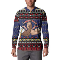 Santa And Jesus Christmas Christmas Button Sweatshirt Xmas Holiday Patterns - Wonder Print Shop