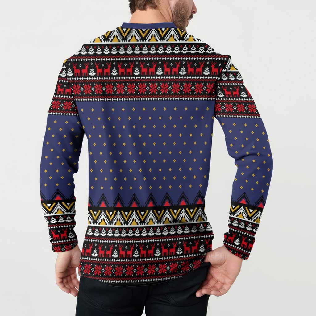 Santa And Jesus Christmas Christmas Button Sweatshirt Xmas Holiday Patterns - Wonder Print Shop