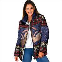 Santa And Jesus Christmas Christmas Padded Jacket Xmas Holiday Patterns - Wonder Print Shop