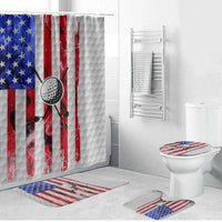 Golf Ball and Clubs Bathroom Set with American Flag Smoke Effect and Hexagon Pattern - Wonder Print Shop