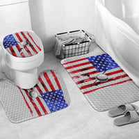 Golf Ball and Clubs Bathroom Set with American Flag Smoke Effect and Hexagon Pattern - Wonder Print Shop