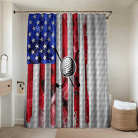 Golf Ball and Clubs Bathroom Set with American Flag Smoke Effect and Hexagon Pattern - Wonder Print Shop
