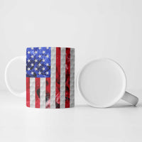 Custom Golf Ball and Clubs Ceramic Mug with American Flag Smoke Effect and Hexagon Pattern - Wonder Print Shop