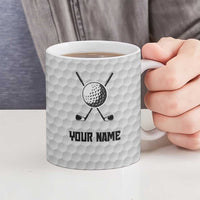Custom Golf Ball and Clubs Ceramic Mug with American Flag Smoke Effect and Hexagon Pattern - Wonder Print Shop