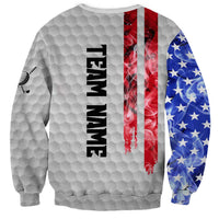 Custom Golf Ball and Clubs Sweatshirt with American Flag Smoke Effect and Hexagon Pattern - Wonder Print Shop