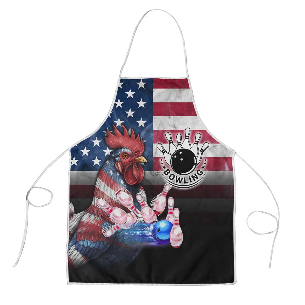 Bowling Rooster Apron with Striking Pins and American Flag Feather Pattern - Wonder Print Shop