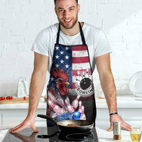 Bowling Rooster Apron with Striking Pins and American Flag Feather Pattern - Wonder Print Shop