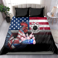 Bowling Rooster Bedding Set with Striking Pins and American Flag Feather Pattern - Wonder Print Shop