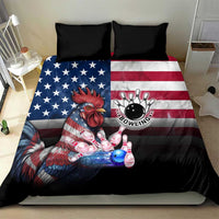 Bowling Rooster Bedding Set with Striking Pins and American Flag Feather Pattern - Wonder Print Shop