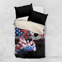 Bowling Rooster Bedding Set with Striking Pins and American Flag Feather Pattern - Wonder Print Shop
