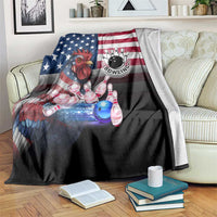 Bowling Rooster Blanket with Striking Pins and American Flag Feather Pattern - Wonder Print Shop