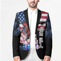 Custom Bowling Rooster Blazer with Striking Pins and American Flag Feather Pattern - Wonder Print Shop