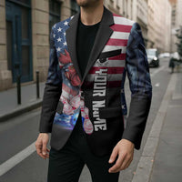 Custom Bowling Rooster Blazer with Striking Pins and American Flag Feather Pattern - Wonder Print Shop