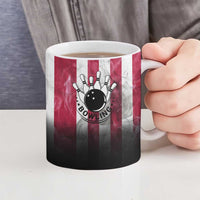 Bowling Rooster Ceramic Mug with Striking Pins and American Flag Feather Pattern - Wonder Print Shop