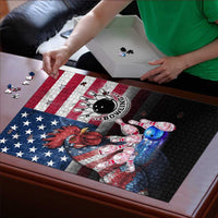 Bowling Rooster Puzzle with Striking Pins and American Flag Feather Pattern - Wonder Print Shop
