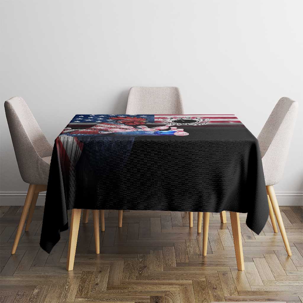 Bowling Rooster Tablecloth with Striking Pins and American Flag Feather Pattern - Wonder Print Shop