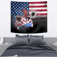 Bowling Rooster Tapestry with Striking Pins and American Flag Feather Pattern - Wonder Print Shop