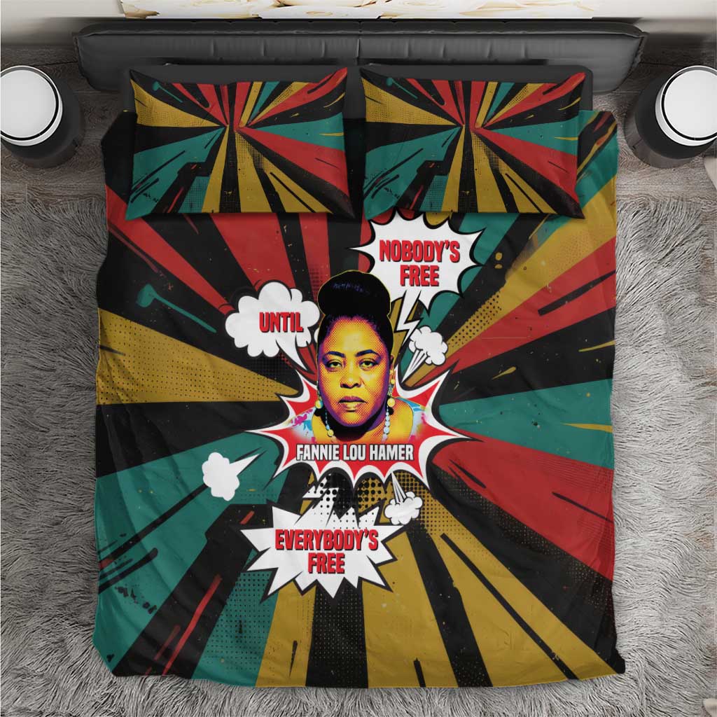 Fannie Lou Hamer Bedding Set with Pop Art Comic Style Design Bold Quote and Civil Rights Tribute - Wonder Print Shop